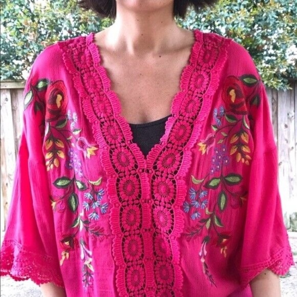 Umgee Tops - Umgee Pink Oversized Blouse